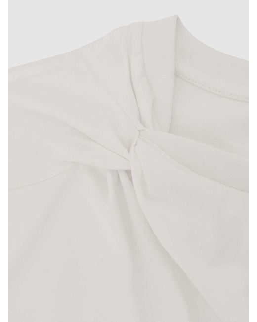 Reiss White Cotton Twist-Detail Boxy T-Shirt