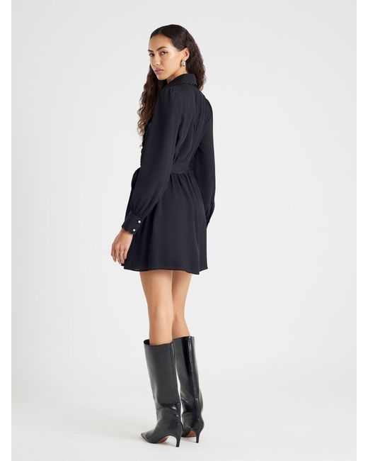 River Island Black Long Sleeve Scallop Collar Shirt Dress