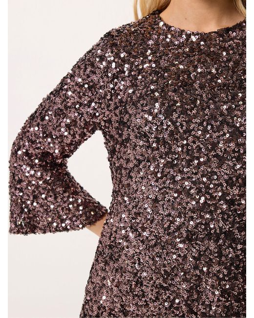 M Com Brown Sequin Flute Top