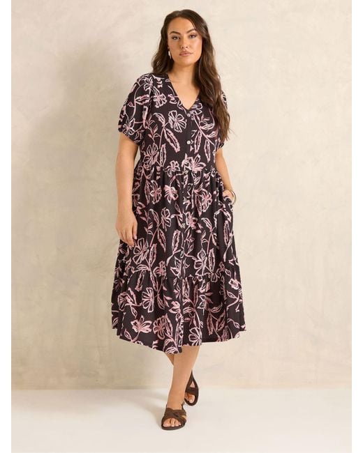 Evans Brown Short Button Through Dress