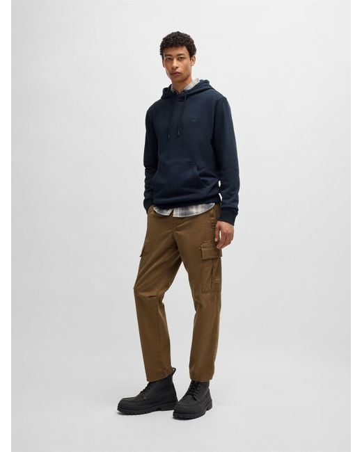 Boss Blue Regular-Fit Wetalk Logo Hoodie for men