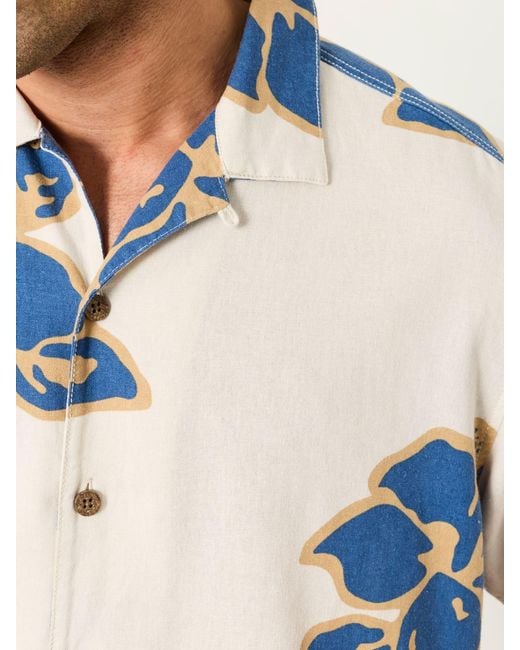 FatFace Blue Fatface Short Sleeve Relaxed Fit Large Hawaiian Floral Shirt for men