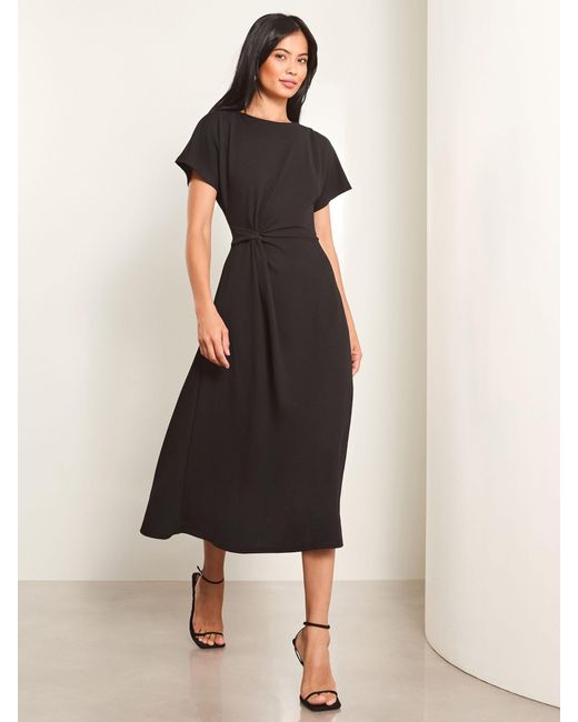 Lipsy Black Knot Side Midi Dress