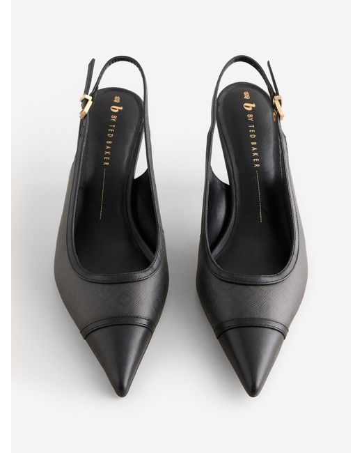 Ted Baker White Monogram Point Toe Sling Back Heels