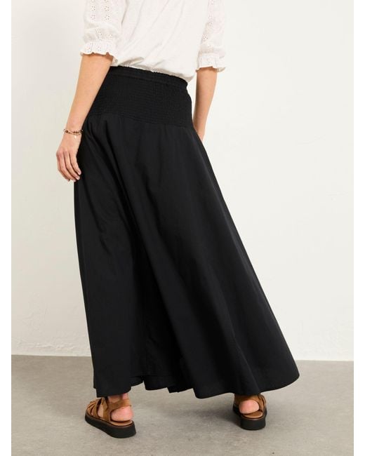 FatFace Black Fatface Harper 100% Cotton Pleated Maxi Skirt