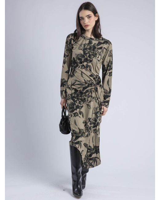 Religion White Long Sleeved Flint Jersey Dress With Drape Detail