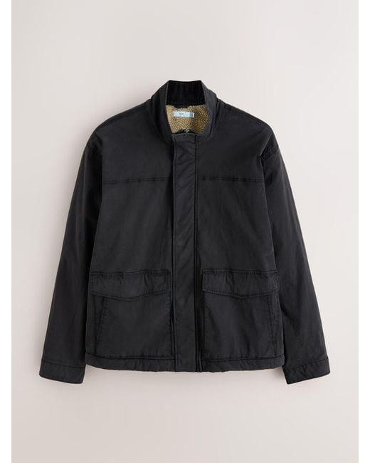 Next Black Cotton Borg Lined Shacket for men