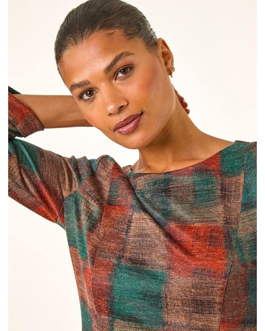 Roman Red Patchwork Print Shift Pocket Dress