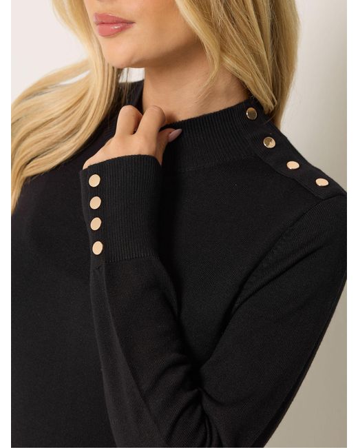 M Com Blue Button Detail Turtle Neck Jumper
