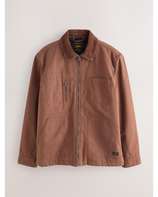 Next Brown Canvas Chore Jacket for men