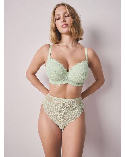 Next Green High Rise High Leg Lace Knickers 2 Pack