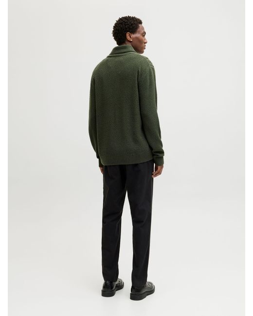 Jack & Jones Green Cable Knit Shawl Cardigan for men