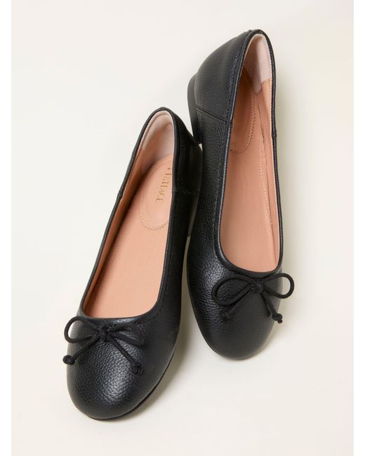 FatFace Black Fatface Leather Ballerina Pump