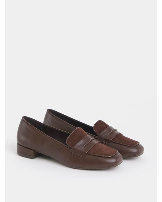 JD Williams Brown Wide Fit Block Heel Loafers
