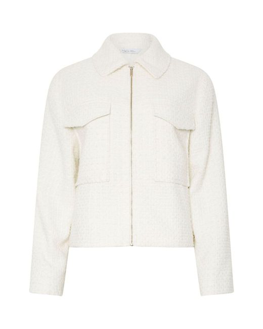 M Com White Boucle Zip Through Jacket44