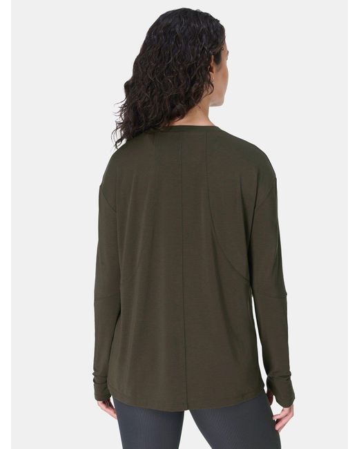 Sweaty Betty Green Soft Flow Studio Longline Long Sleeve Top