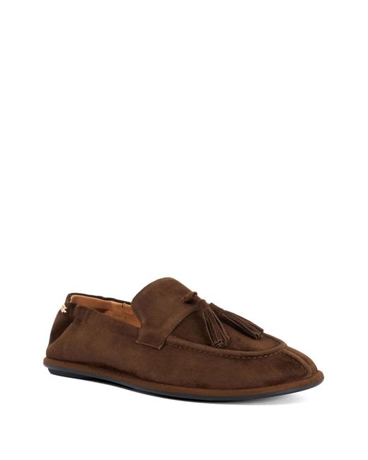 Dune Brown Leather Grounding Suede Loafers