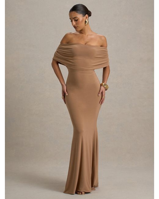 Club L London Natural Bowden Bardot Maxi Dress