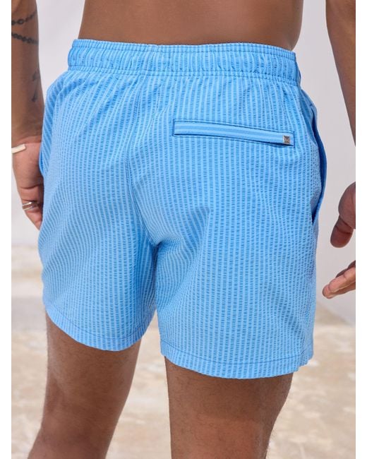 Next Blue Seersucker Swim Shorts for men