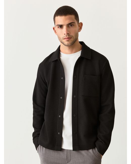 Next Black Diagonal Texture Jersey Shacket for men