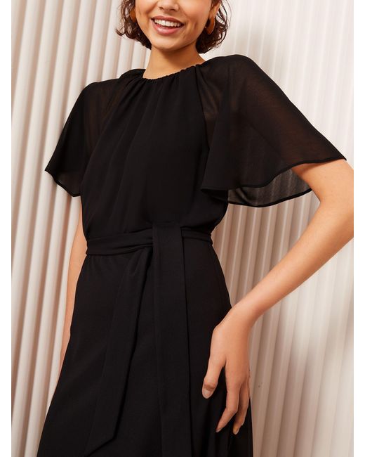 sachin and babi light blue dress Black Chiffon Long Sleeve Midi Dress
