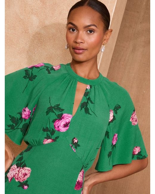 Love & Roses Angel Sleeve Mini Dress in Green | Lyst