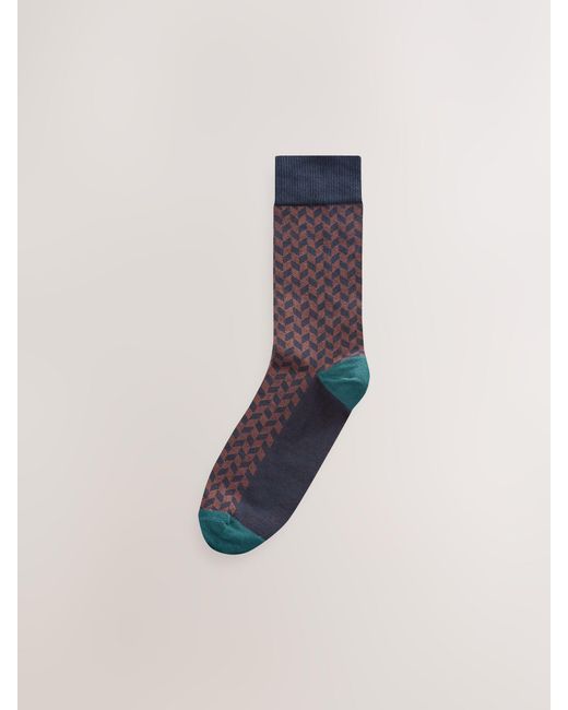 Next Blue Pattern Smart Socks 5 Pack for men