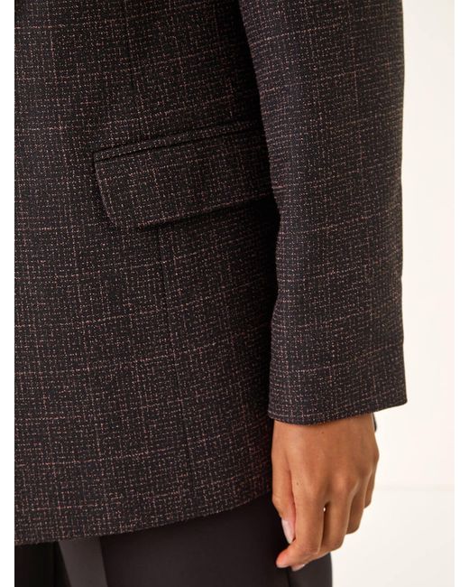 Roman Natural Check Print Longline Blazer