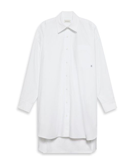 Calvin Klein White Oversized Cotton Mini Shirt Dress