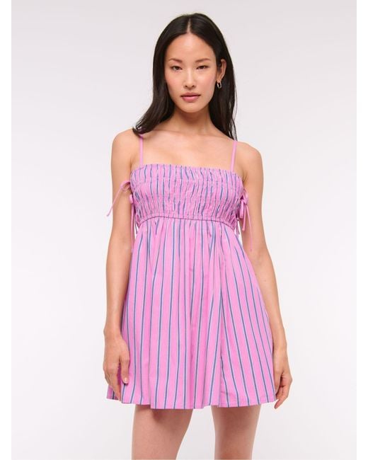 Abercrombie & Fitch Women's Purple Smocked Babydoll Maxi Dress