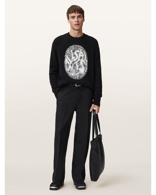 AllSaints Black Allsaints Ridges Crew Neck Jumper for men