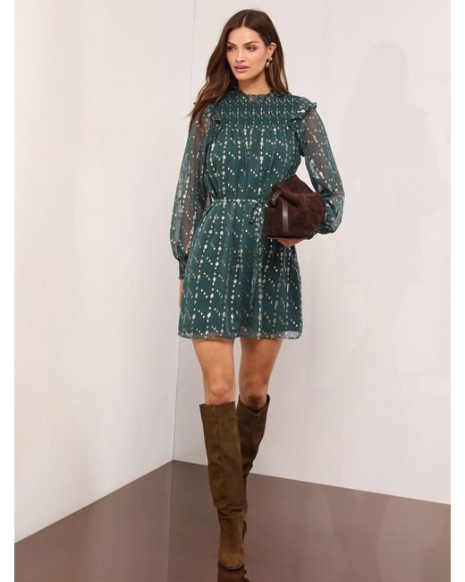 Lipsy Women's Natural Print Lace Insert And Studs Long Sleeve High Neck  Waisted Mini Dress - coffeafoods.com