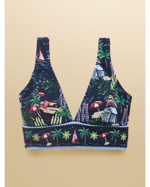 Joules Blue Panel V-Neck Bikini Top