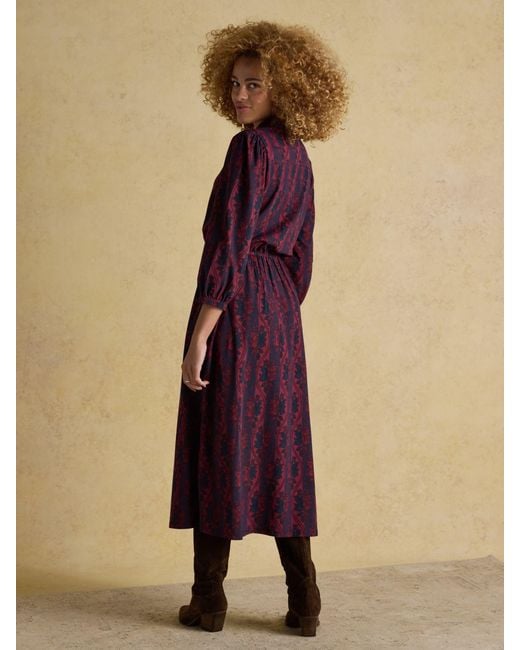 Joules Purple Hazel Jersey Midi Long Sleeve Shirt Dress With Collar