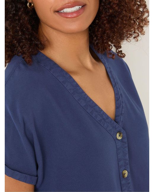 M Com Blue Button Front Shirt