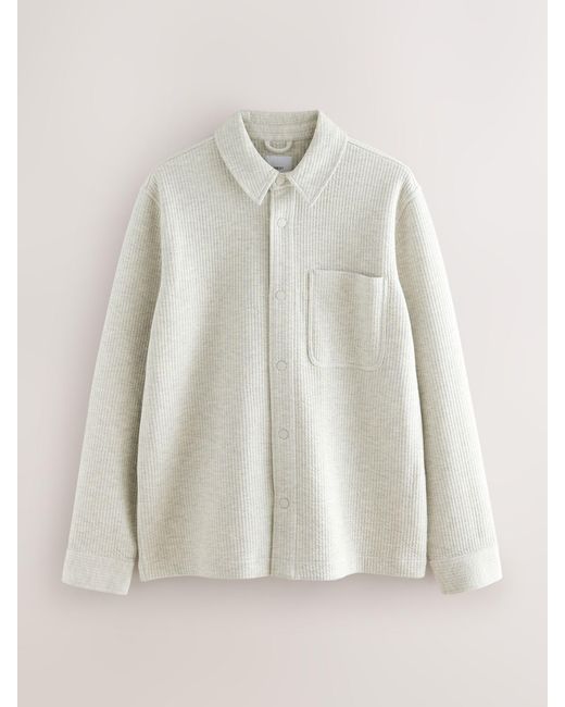 Next Linear Texture Popper Shacket in Natural für Herren