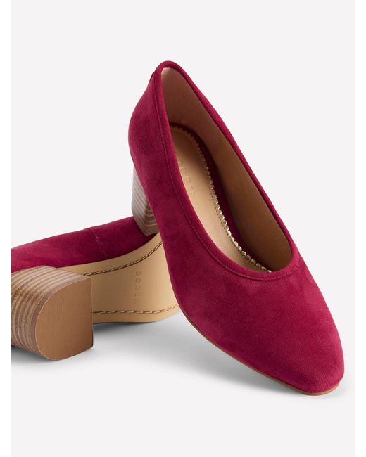 Boden Red Suede Block Heel Courts