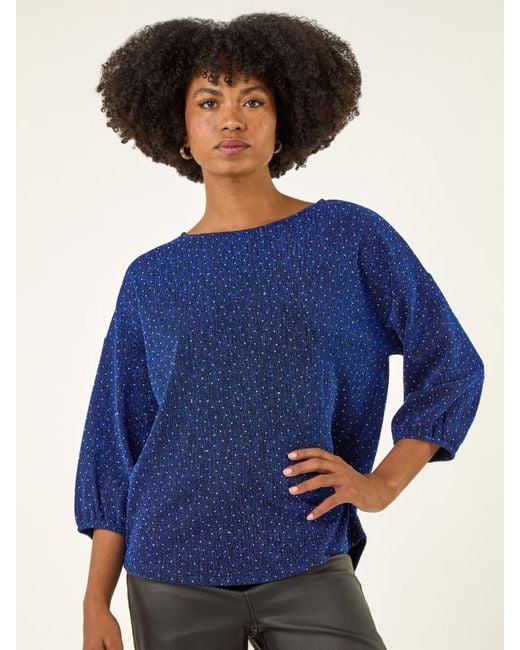Roman Blue Textured Stretch T-Shirt