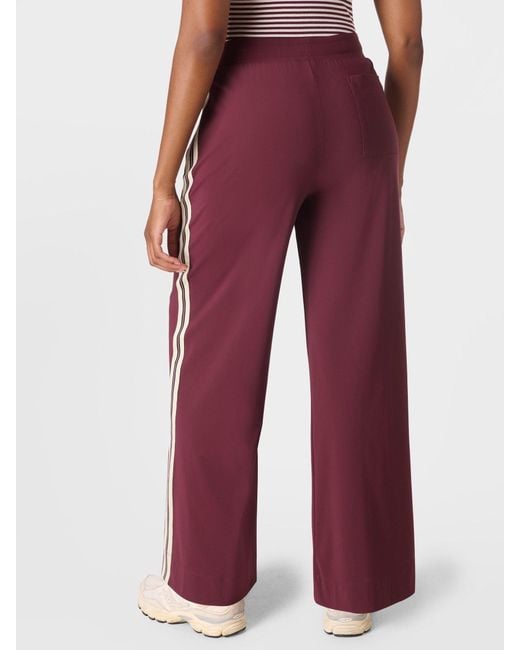 Sweaty Betty Red 32 Inch Inside Seam Explorer Side Stripe Wide Leg 32 Trousers