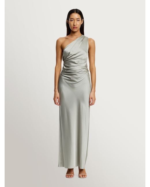 Significant Other Angela Satin One Shoulder Maxi Dress in White | Lyst