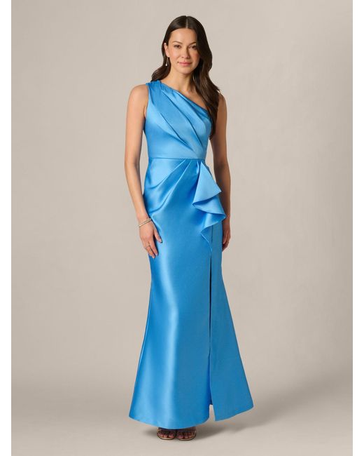 adrianna papell one shoulder dress blue Adrianna Papell Women's One-Shoulder Beaded Dress - French Blue