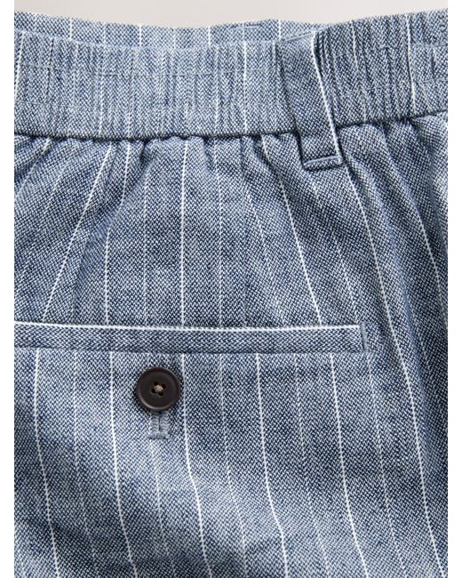 Next Regular Fit Linen Blend Stripe Elasticated Back Trousers40B X 31L (Uk 40 R) in Blue für Herren