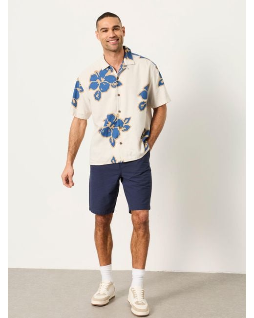 FatFace Blue Fatface Short Sleeve Relaxed Fit Large Hawaiian Floral Shirt for men