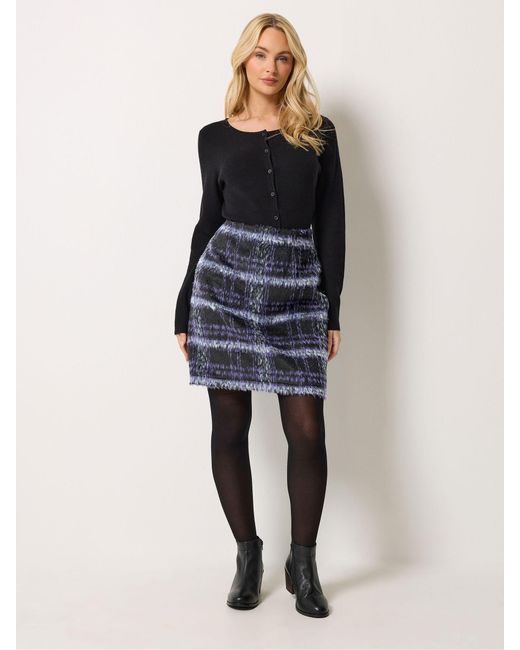 M Com Blue Check Mini Skirt