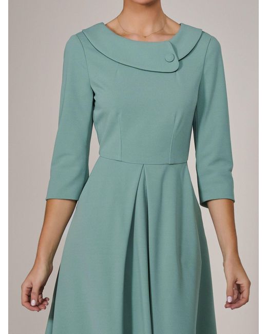 Jolie Moi Green Roll Collar Long Sleeve Midi Dress