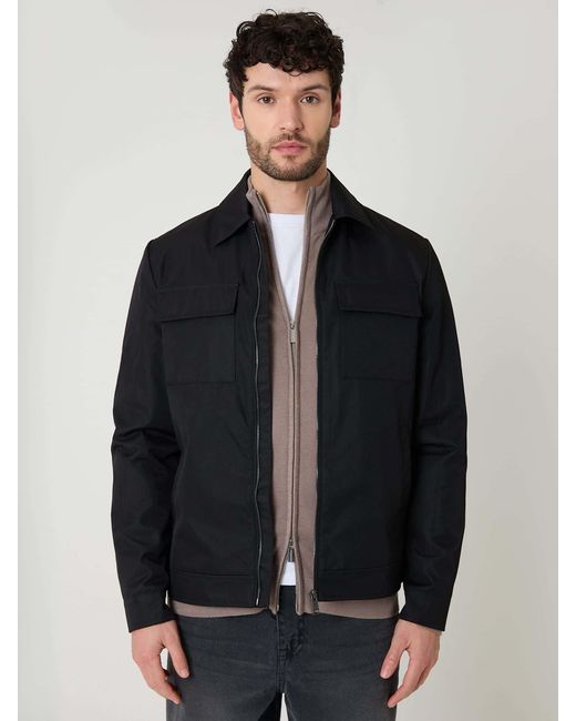 Threadbare Black Showerproof Lightweight Zip Up Jacket With Collar for men