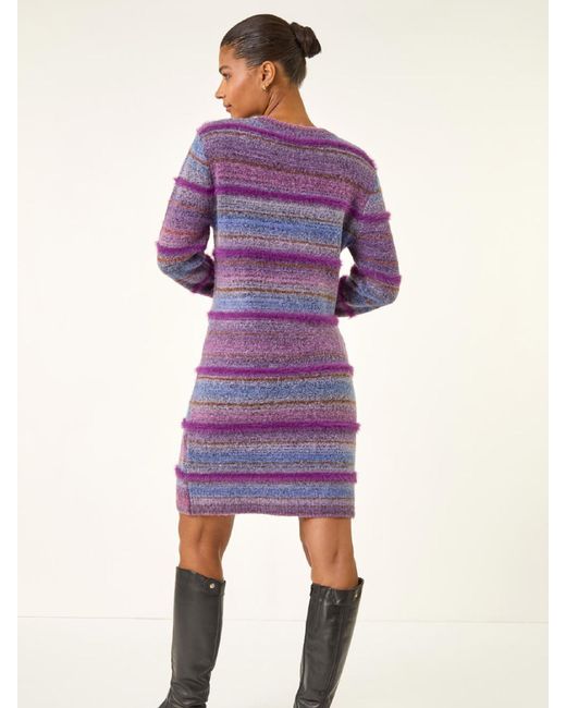 Roman Purple Stripe Knit Jumper Dress