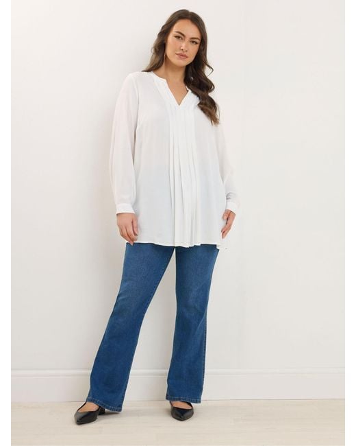 Evans White Notch Neck Blouse