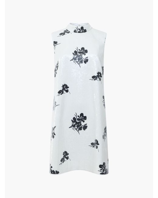 French Connection White Madeline Sequin Sleeveless Dress