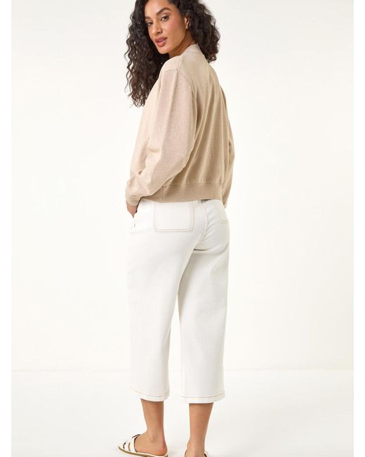 Roman Natural Knitted Bomber Jacket